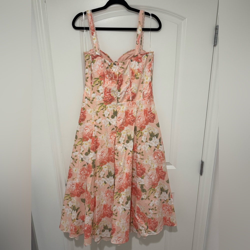 House of CB ROSALEE Pink Peony Print Cotton Bustier Sundress - Picture 9 of 12
